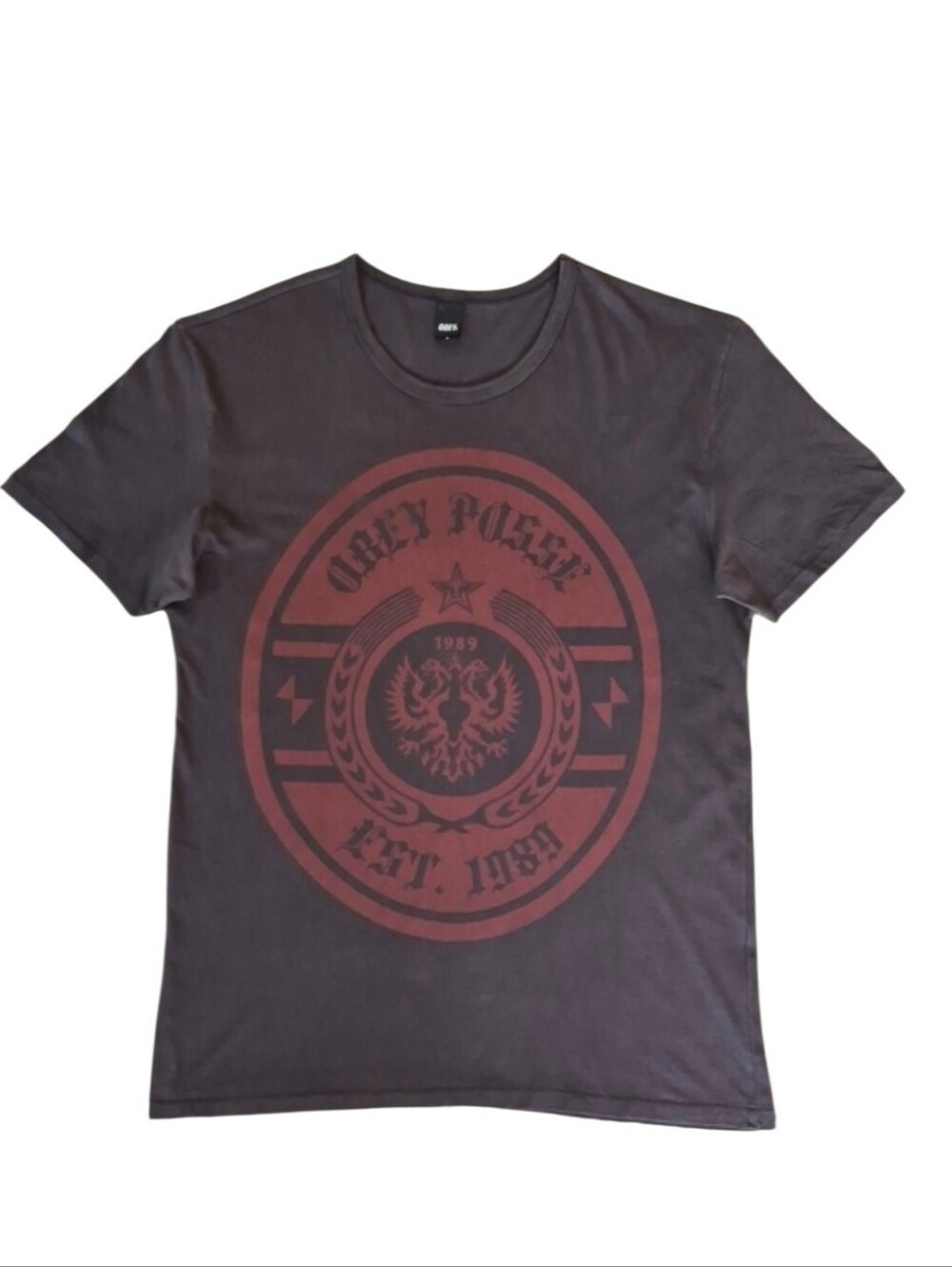 Obey T-Shirt Vintage, Large, Brown & Red